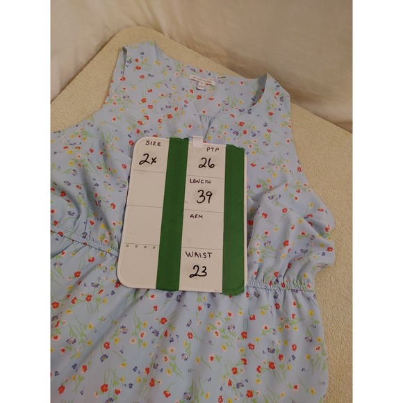 41 Hawthorn Claira Floral Baby Blue Sleeveless Dress Size 2x Midi Lined - Picture 11 of 11